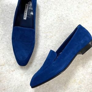 Manolo Blahnik  Blue Suede Loafer Size 38.5 ✨